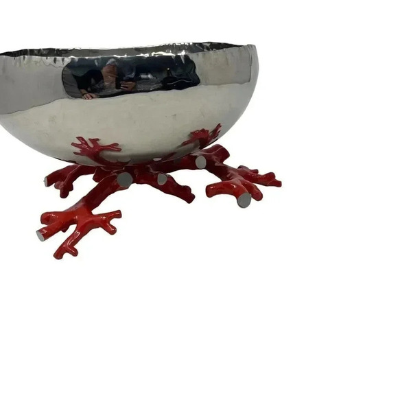 Michael Aram Ocean Reef bowl silver with coral bottom medium size - Picture 6 of 9